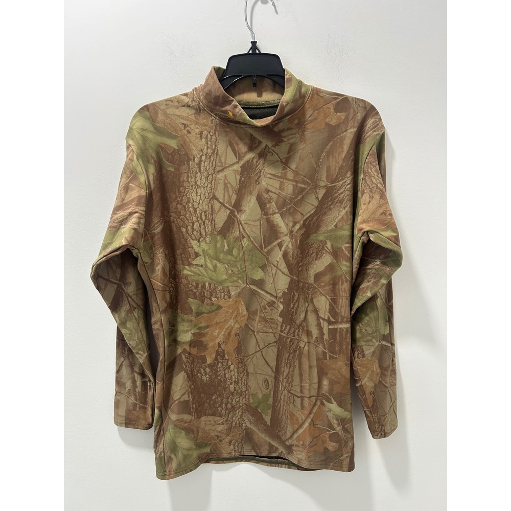 Under Armour ColdGear Camo Mock Neck Shirt Realtree Hardwoods Long Sleeve Mens M